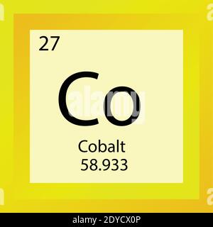 Co-Kobalt-Periodensystem Für Chemische Elemente. Einzelelement Vektordarstellung, Übergangsmetalle Elementsymbol mit molarer Masse und Ordnungszahl. Stock Vektor