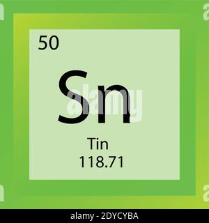 Sn Zinn – Periodensystem Für Chemische Elemente. Einzelelement Vektor Illustration, Post Übergang Metalle Element Symbol mit molarer Masse und Ordnungszahl Stock Vektor