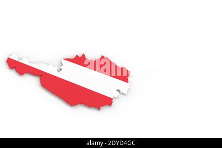 Karte von Österreich mit österreichischer Flagge 3D-Rendering Stockfoto
