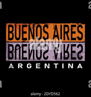 buenos aires, bedrucktes T-Shirt auf weißem Hintergrund Stock Vektor