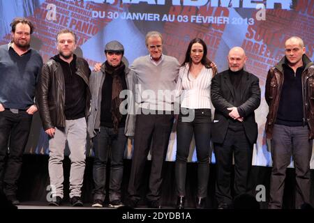 Xavier Palud, Pascal Laugier, Xavier Gens, Christophe Lambert, Marina De Van, Marc Caro, Nicolas Boukhrief posiert auf einem Fotofilm der Jury während des 20. Fantastic'Arts Film Festival in Gerardmer, Frankreich am 30. Januar 2013. Foto von Jerome Domine/ABACAPRESS.COM Stockfoto
