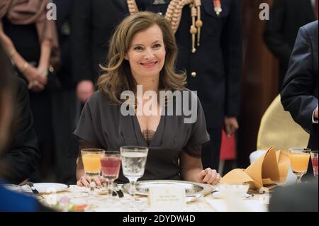 Valerie Trierweiler besucht am 14. Februar 2013 das Staatsessen im Rashtrapati Bhavan, Präsidentenpalast in Neu-Delhi, Indien. Foto von David Niviere/Pool/ABACAPRESS.COM Stockfoto