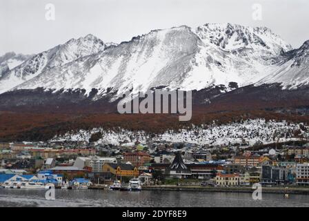 Ushuaia Hafen. Tierra del Fuego, Argentinien Stockfoto