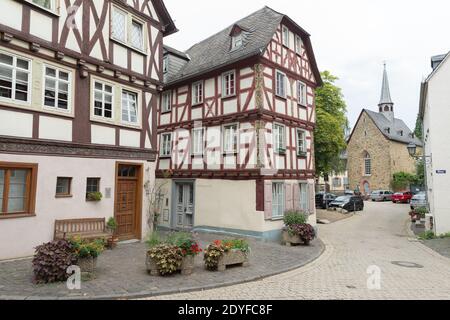 Traditionelle Fachwerkhäuser in der Altstadt in Limburg an der Lahn, Stockfoto