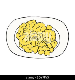 Vektor Hand gezeichnete Doodle aloo gobi. Indische Küche Gericht. Design Skizzenelement für Menü Café, Restaurant, Etikett und Verpackung. Farbenfrohe Abbildung o Stock Vektor