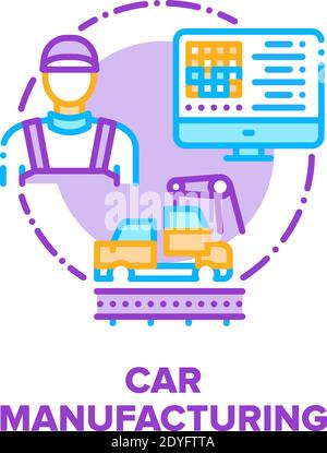 Car Manufacturing Factory Vektor Konzept Farbe Stock Vektor