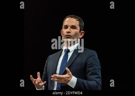 Treffen von Benoit Hamon in Rennes. Rennes, als Teil seiner Kampagne für die Präsidentschaftswahl 2017, Benoit HAMON, Kandidat der Sozialistischen Partei Stockfoto