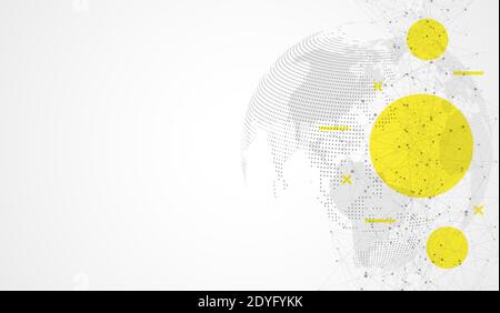 Globale Netzwerkverbindungen mit Punkten und Linien. Drahtmodell Hintergrund. Abstrakte Verbindungsstruktur. Polygonaler Raum Hintergrund, Illustration Stockfoto