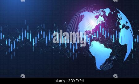 Aktienmarkt oder Forex Trading Graph in futuristischen Konzept für finanzielle Investitionen oder wirtschaftliche Trends Geschäftsidee. Finanzhandelskonzept. Lager Stockfoto