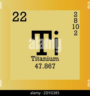 Ti Titanium – Periodensystem Für Chemische Elemente. Einzelvektordarstellung, Elementsymbol mit molarer Masse, Ordnungszahl und Elektronenkonf. Stock Vektor