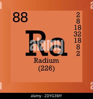 Ra Radium – Periodensystem Für Chemische Elemente. Einzelvektordarstellung, Elementsymbol mit molarer Masse, Ordnungszahl und Elektronenkonf. Stock Vektor