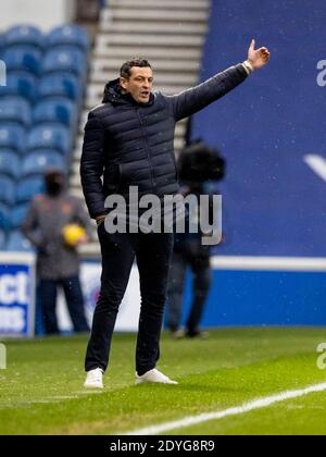 Ibrox Stadium, Glasgow, Schottland, Großbritannien. 26. Dezember 2020 Jack Ross Hibernian Manager während der schottischen Premiership Spiel gegen Rangers und Hibernian Kredit: Alan Rennie/Alamy Live News Stockfoto