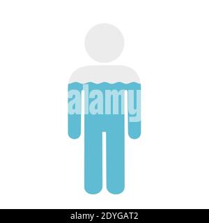 Prozentsatz des Wassers im menschlichen Körper - proportionale Ebene der Flüssigkeit und fliud in der Masse von Mann und Mann. Hydratation, Verhältnis der Flüssigkeit, Wasseraufnahme. Vect Stockfoto