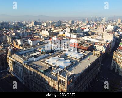Historisches Zentrum von Mexiko-Stadt Luftaufnahme in der Nähe Zocalo Constitution Square, Mexiko-Stadt CDMX, Mexiko. Das historische Zentrum von Mexiko-Stadt ist ein UNESCO-Welt Stockfoto