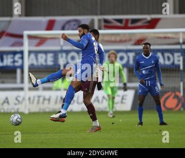 HARTLEPOOL, ENGLAND. 26. DEZEMBER Hartlepool United's Ryan Johnson in Aktion während des Vanarama National League Spiels zwischen Hartlepool United und FC Halifax Town im Victoria Park, Hartlepool am Samstag 26. Dezember 2020. (Kredit: Mark Fletcher, Mi News) Kredit: MI Nachrichten & Sport /Alamy Live Nachrichten Stockfoto