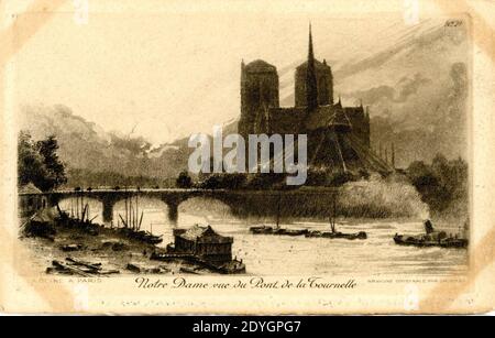 LA SEINE à PARIS Nr. 21 Notre-Dame vue du Pont de la Tournelle. Stockfoto