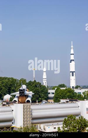 Huntsville Alabama, US Space & Rocket Center Center, Space Camp, Außenraketen, Stockfoto