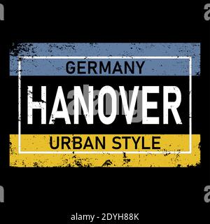 Hannover Hemd im Design-Stil. Europäische Stadt Typografie für Drucke, Werbung, Identität. Touristische Kunst in hoher Qualität. Reisen und Abenteuer Stock Vektor