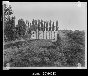 Lakeside Ranch des Betriebsleiter nach Hause, Obstgarten und Garten. Stockfoto