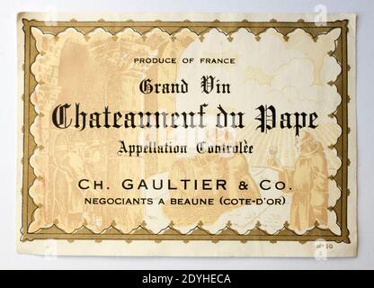 Chateauneuf Du Pape Weinetikett Stockfoto