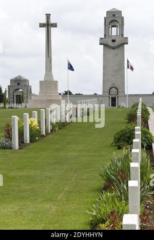 Australian National Memorial, Villers-Bretonneux, ein Denkmal und Friedhof für australische Soldaten im Ersten Weltkrieg getötet, Somme, Frankreich. Stockfoto