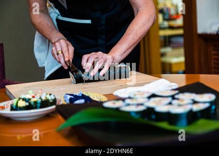 Workshop: Vorbereitung einer Bento Box in Izunokuni, Japan Stockfoto