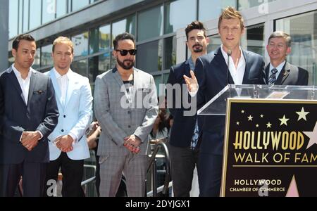 Nick Carter, die Backstreet Boys erhalten ihren Star auf dem Hollywood Walk of Fame in Los Angeles, CA, USA. 22. April 2013. (Im Bild: Nick Carter, The Backstreet Boys). Foto von Baxter/ABACAPRESS.COM Stockfoto