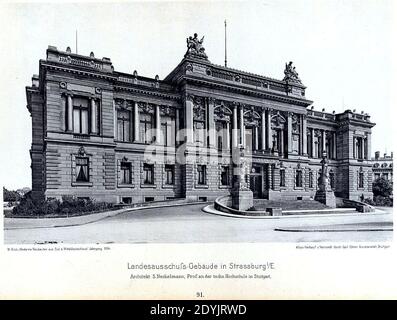 Landesausschuss-Gebäude in Straßburg, 1888 und 1892 nach Entwürfen der Architekten Skjold Neckelmann und August Hartel, Tafel 91, Kick Jahrgang I. Stockfoto