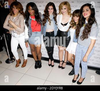 X Factor Judge Demi Lovato, Dinah-Jane Hansen, Normani Hamilton, Lauren Jauregui, Ally Brooke und Camila Cabello besuchen X Factor's Topshop Photo Call mit Demi Lovato & 5th Harmony am 13. Mai 2013 in New York City, NY, USA. Foto von Matt Borowick/ABACAPRESS.COM Stockfoto