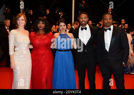 Octavia Spencer, Michael B. Jordan, Regisseur Ryan Coogler und Melonie Diaz bei der Vorstellung des Films 'Fruitvale Station', der am 16. Mai 2013 im Palais des Festivals im Rahmen des 66. Filmfestivals in Cannes, Frankreich, stattfand. Foto von Nicolas Briquet/ABACAPRESS.COM Stockfoto