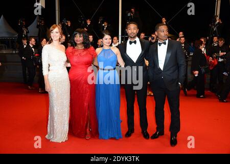 Octavia Spencer, Michael B. Jordan, Regisseur Ryan Coogler und Melonie Diaz bei der Vorstellung des Films 'Fruitvale Station', der am 16. Mai 2013 im Palais des Festivals im Rahmen des 66. Filmfestivals in Cannes, Frankreich, stattfand. Foto von Nicolas Briquet/ABACAPRESS.COM Stockfoto