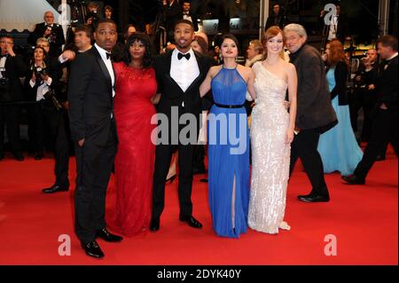 Octavia Spencer, Michael B. Jordan, Regisseur Ryan Coogler und Melonie Diaz bei der Vorstellung des Films 'Fruitvale Station', der am 16. Mai 2013 im Palais des Festivals im Rahmen des 66. Filmfestivals in Cannes, Frankreich, stattfand. Foto von Aurore Marechal/ABACAPRESS.COM Stockfoto