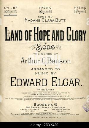 Land of Hope and Glory von Elgar Song Cover 1902. Stockfoto