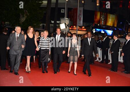 Chiara Mastroianni, die Regisseurin Claire Denis und Vincent Lindon bei der La Grande Bellezza Vorführung und Les Salauds Vorführung im Palais des Festivals im Rahmen des 66. Cannes Filmfestivals in Cannes, Frankreich am 21. Mai 2013. Foto von Nicolas Briquet/ABACAPRESS.COM Stockfoto