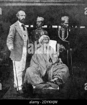 Der letzte Moghul-Kaiser Bahadur Shah II. Mit den Söhnen Mirza Jawan Bakht & Mirza Shah Abbas. Stockfoto