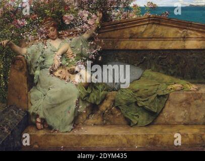 Lawrence Alma-Tadema - in einem Rosengarten. Stockfoto