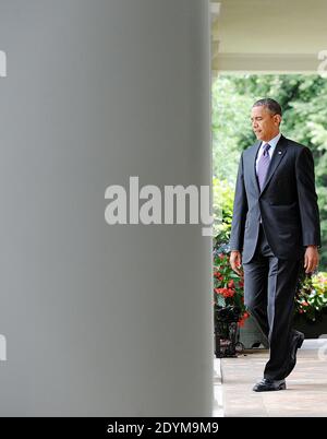 Präsident Barack Obama kommt zu einer Zeremonie, bei der die ehemalige Helferin des Nationalen Sicherheitsrats Samantha Power als Nachfolger von Susan Rice als US-Botschafterin bei den Vereinten Nationen ernannt wird. Und Susan Rice wird am 5. Juni 2013 die nächste nationale Sicherheitsberaterin im Rosengarten im Weißen Haus in Washington, DC, USA. Foto von Olivier Douliery/ABACAPRESS.COM Stockfoto