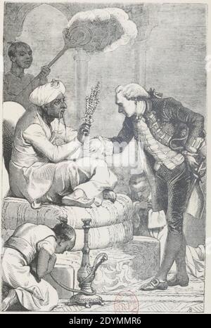 Le bailli de Suffren et le Sultan du Mysore, Haidar Alî en 1782. Stockfoto