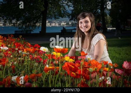 Exklusiv - Datei Bild von Noemie Honiat, Teilnehmer der französischen TV-Sendung "Top Chef 5" posiert in Genf, Schweiz am 4. Mai 2013. Foto von Loona/ABACAPRESS.COM Stockfoto