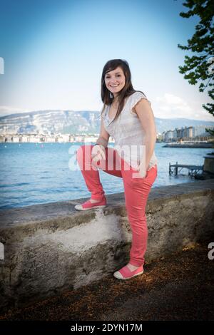 Exklusiv - Datei Bild von Noemie Honiat, Teilnehmer der französischen TV-Sendung "Top Chef 5" posiert in Genf, Schweiz am 4. Mai 2013. Foto von Loona/ABACAPRESS.COM Stockfoto