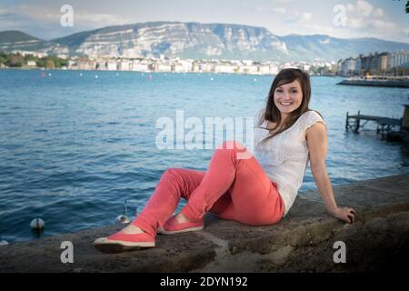 Exklusiv - Datei Bild von Noemie Honiat, Teilnehmer der französischen TV-Sendung "Top Chef 5" posiert in Genf, Schweiz am 4. Mai 2013. Foto von Loona/ABACAPRESS.COM Stockfoto