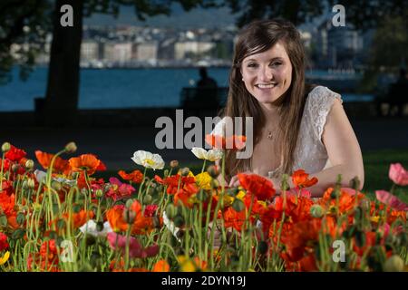 Exklusiv - Datei Bild von Noemie Honiat, Teilnehmer der französischen TV-Sendung "Top Chef 5" posiert in Genf, Schweiz am 4. Mai 2013. Foto von Loona/ABACAPRESS.COM Stockfoto