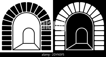 Symbol für gewölbten Tunneleingang. Weg ins Unbekannte, Überwindung von Ängsten und Hindernissen. Vektor Stock Vektor
