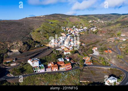 Dorf Arure, Valle Gran Rey, Drohnenbild, La Gomera, Kanarische Inseln, Spanien Stockfoto