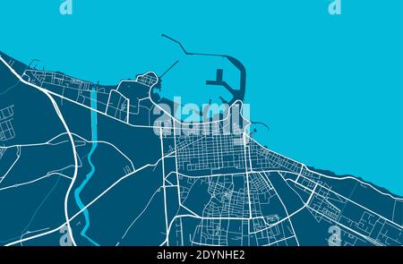 Detaillierte Karte von Bari Stadt Verwaltungsgebiet. Lizenzfreie Vektorgrafik. Stadtbild-Panorama. Dekorative Grafik Touristenkarte von Bari Gebiet. Stock Vektor