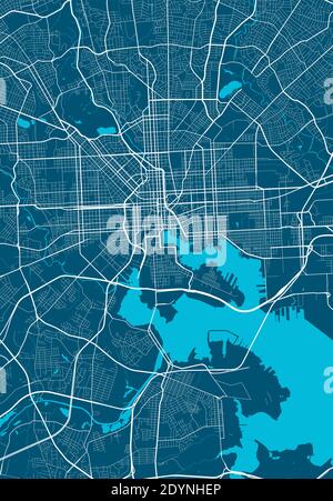 Vektorkarte von Baltimore. Abbildung des Straßenklasters. Baltimore Kartenkunst Stock Vektor