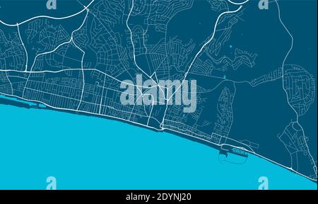 Detaillierte Karte des Verwaltungsgebiets von Brighton & Hove. Lizenzfreie Vektorgrafik. Stadtbild-Panorama. Dekorative Grafik Touristenkarte von Brig Stock Vektor