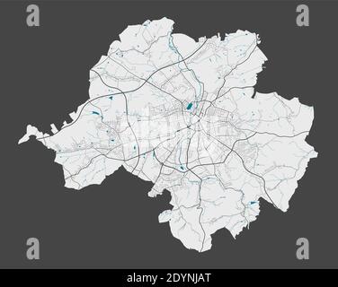 Chemnitzer Karte. Detaillierte Karte des Verwaltungsgebiets Chemnitz. Stadtbild-Panorama. Lizenzfreie Vektorgrafik. Übersichtskarte mit Autobahnen, stre Stock Vektor