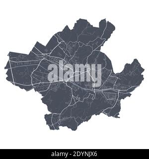 Stadtplan Florenz. Detaillierte Vektor-Karte von Florenz Stadt Verwaltungsgebiet. Stadtbild Poster Metropolregion Arie Ansicht. Dunkles Land mit weißen Straßen, Straßen A Stock Vektor