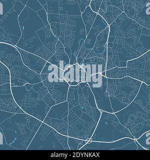 Detaillierte Karte des Verwaltungsgebiets der Stadt Coventry. Lizenzfreie Vektorgrafik. Stadtbild-Panorama. Dekorative Grafik Touristenkarte von Coventry te Stock Vektor